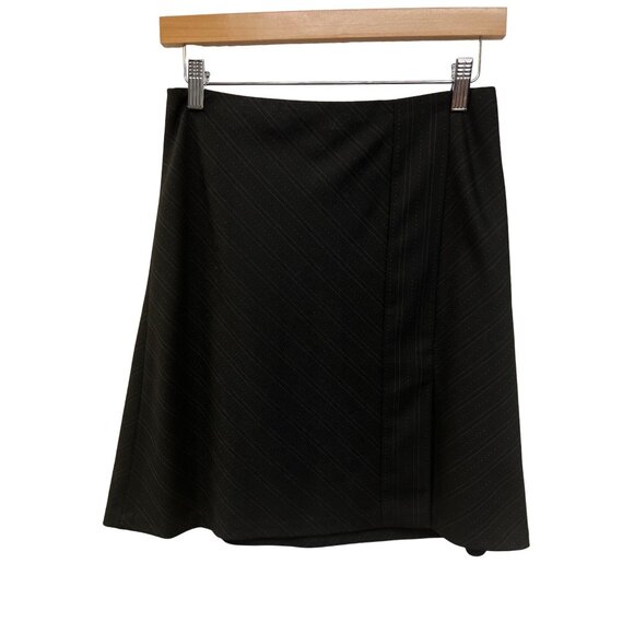 Loft Black Pinstripe Wool Blend A-Line Skirt - Picture 2 of 6